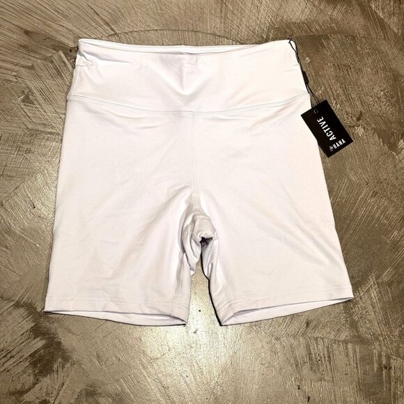 Lahana Active Womens White Archer Biker Shorts Large Athleisure NWT - Picture 1 of 4